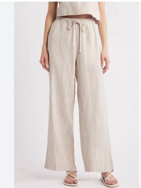 Eileen Fisher Wide Leg Linen Trousers with Pockets